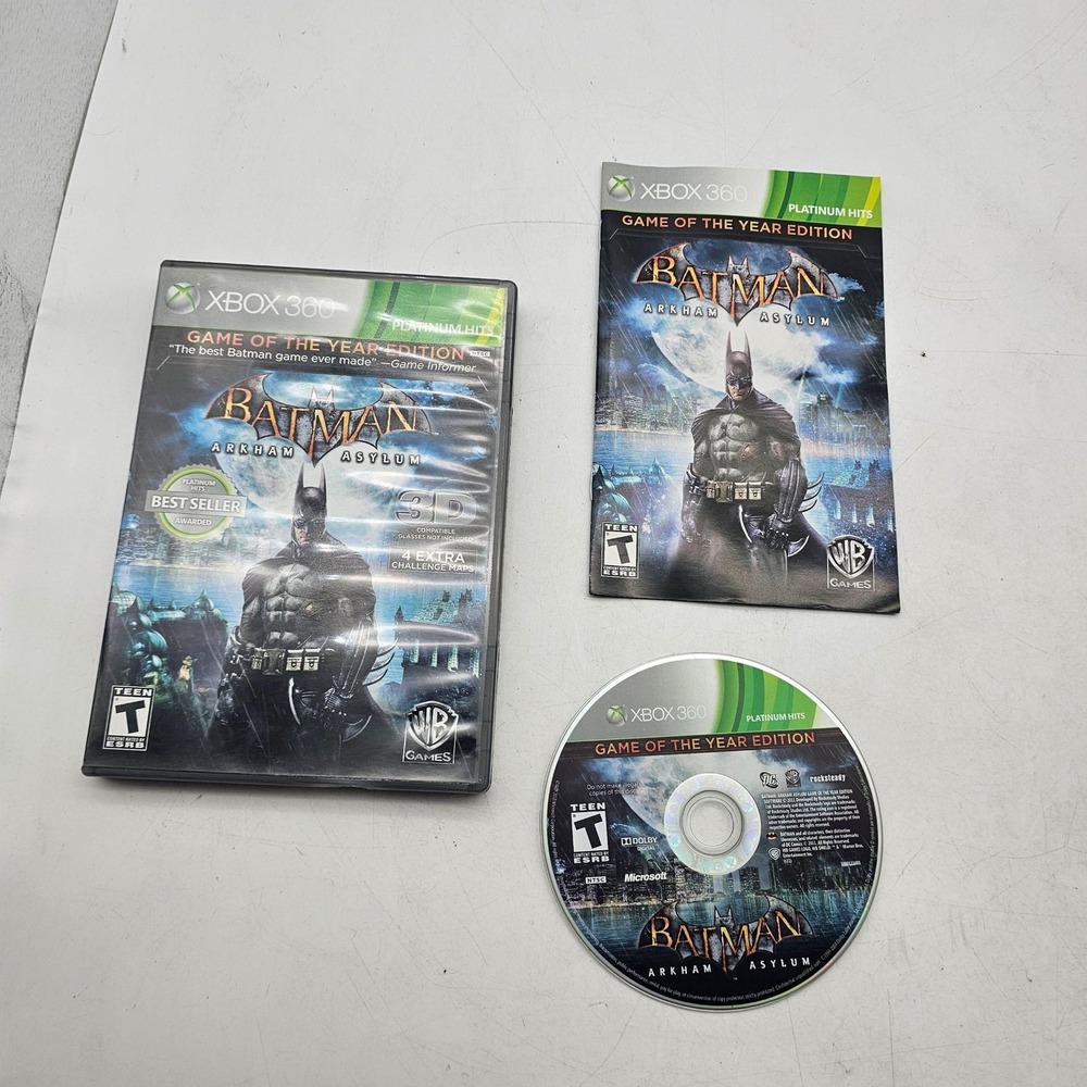 Batman Arkham Asylum Xbox 360 GOTY Platinum Hits Complete WB Games Video Game